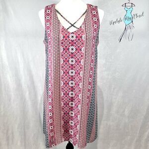 Lily Rose pink and white cross front shift dress size medium